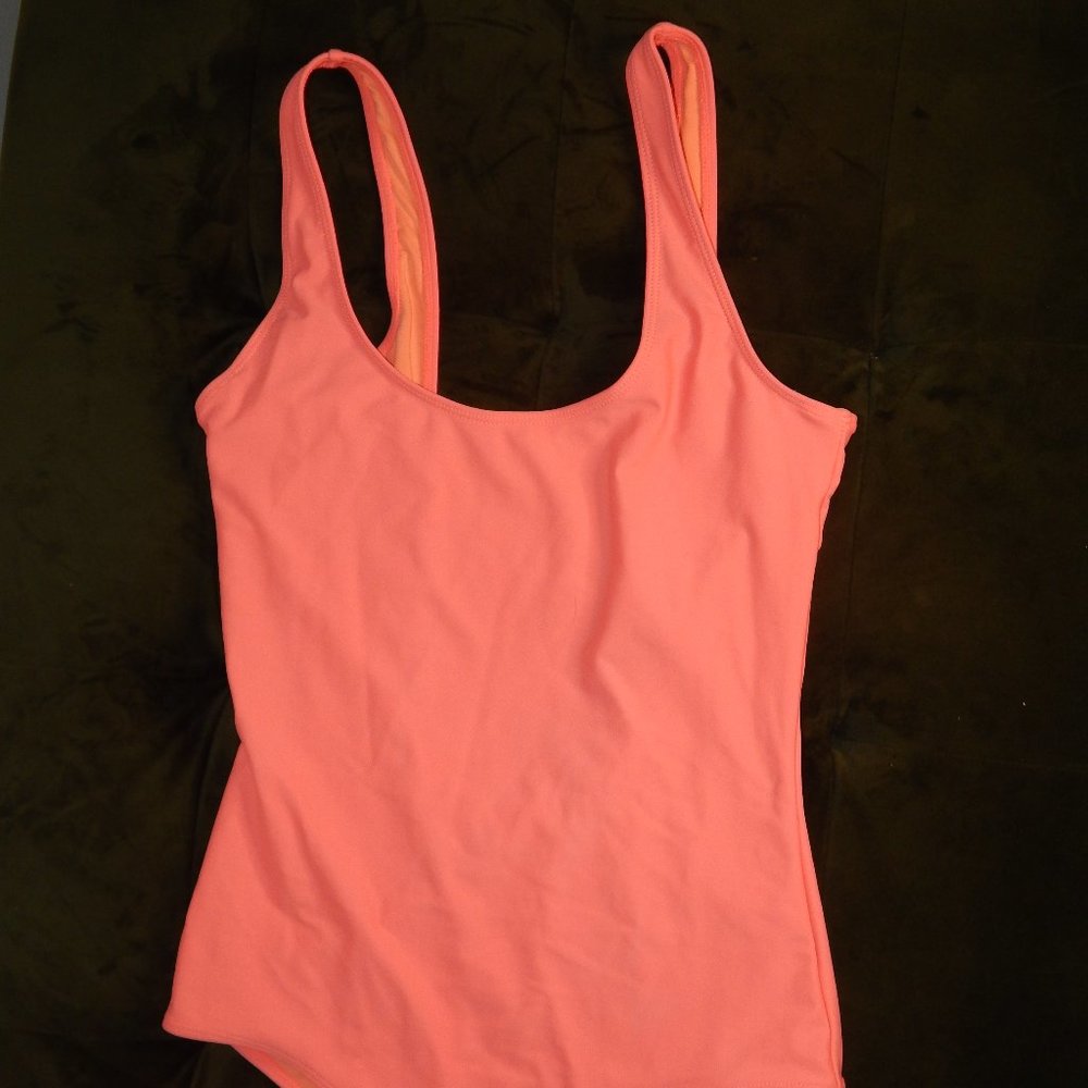 Bright Coral Pink One Piece Bathing Suit